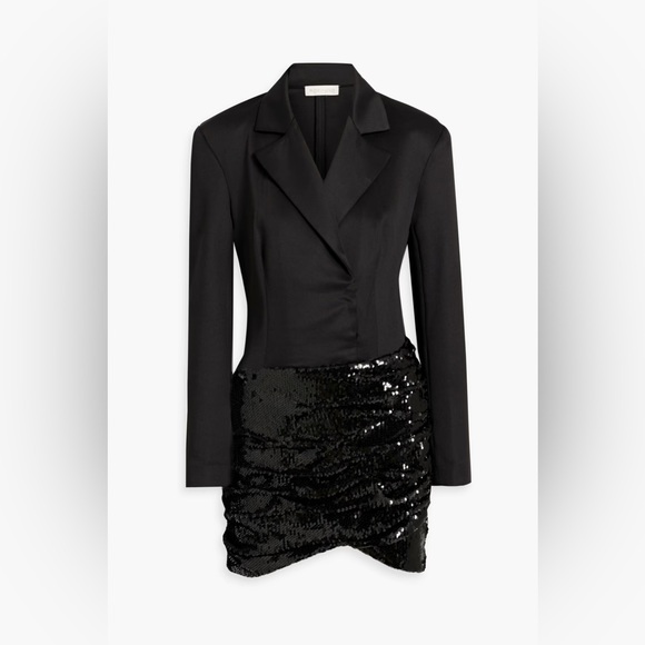 NWT Ronny Kobo black Maxwell satin sequin mini dress - Picture 9 of 9